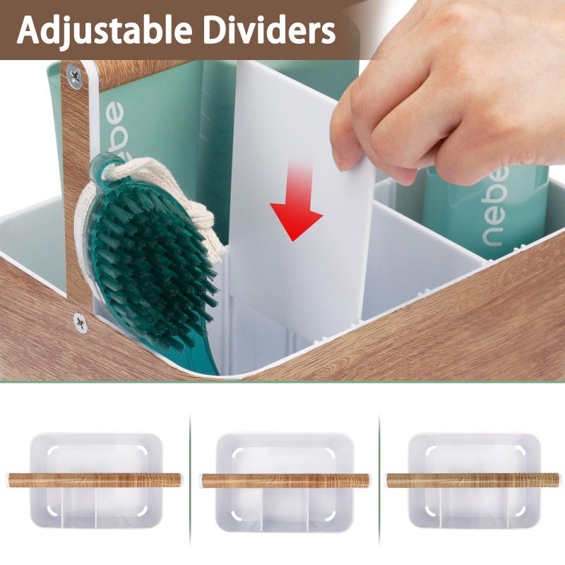 Byuner Shower Caddy Caddy College: سلة دش Caddy المربّد للمسكن مع مقبض الحمام البلاستيكي منظم تخزين سلة لحمل خزانة المطبخ. - Image 3