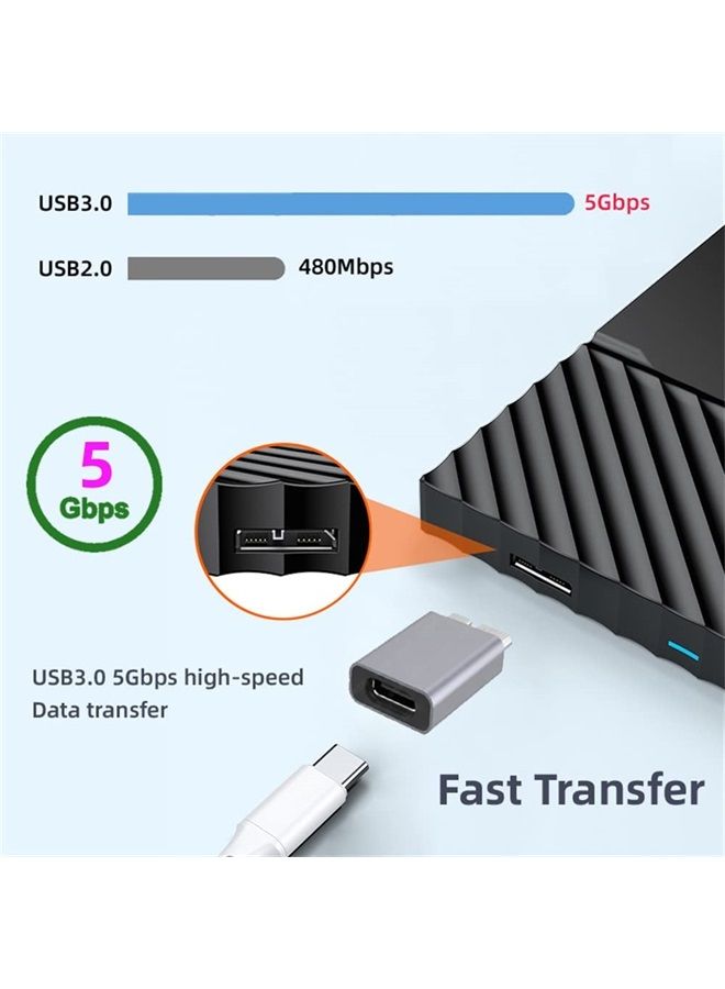 Cablecc محول بيانات USB-C USB 3.1 نوع C أنثوي إلى USB 3.0 ذكر ميكرو 10Gbps للطاقة لقرص SSD للكمبيوتر المحمول - Image 5