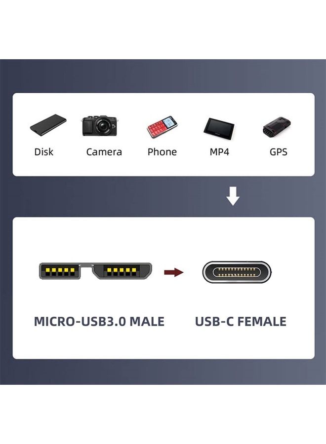 Cablecc محول بيانات USB-C USB 3.1 نوع C أنثوي إلى USB 3.0 ذكر ميكرو 10Gbps للطاقة لقرص SSD للكمبيوتر المحمول - Image 3