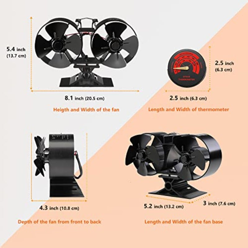 Fire Fans for Stove, Upgrade 8 Blades Stove Fan Wood/Log Burners Fan and Woodburner Fireplace Fan Silent Operation Eco Friendly and Increased Efficient for Large Room. - Image 4