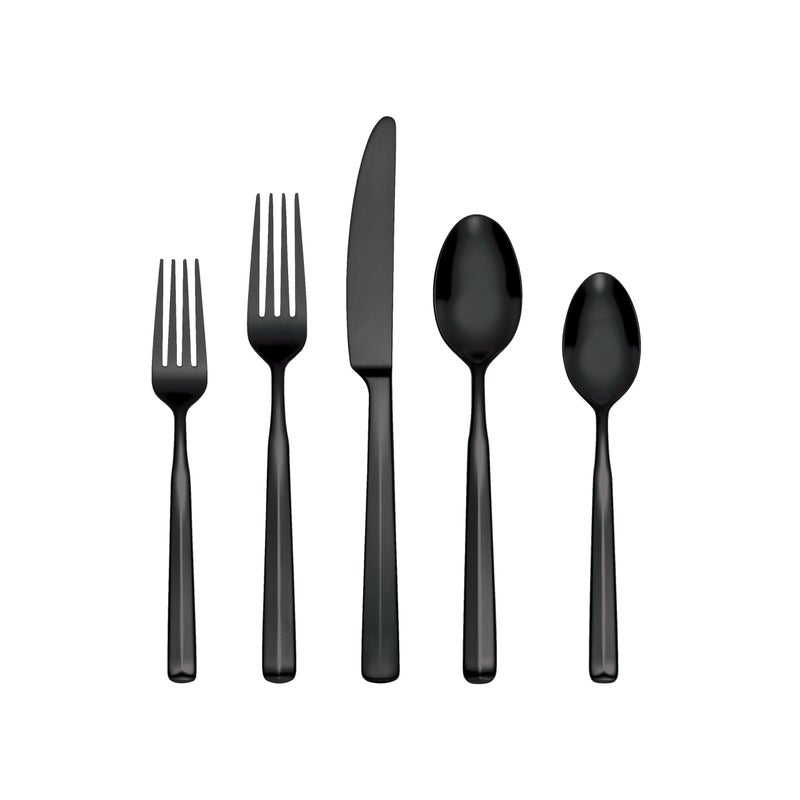 Oneida Silverware Set Ryder Satin Black 20Piece Flatware Set Service For 4 180 Stainless Steel Dishwasher Safe Cutlery Sets Kitchen Utensils Sets Knives Spoons And Forks Black 20 Pieces - Image 2