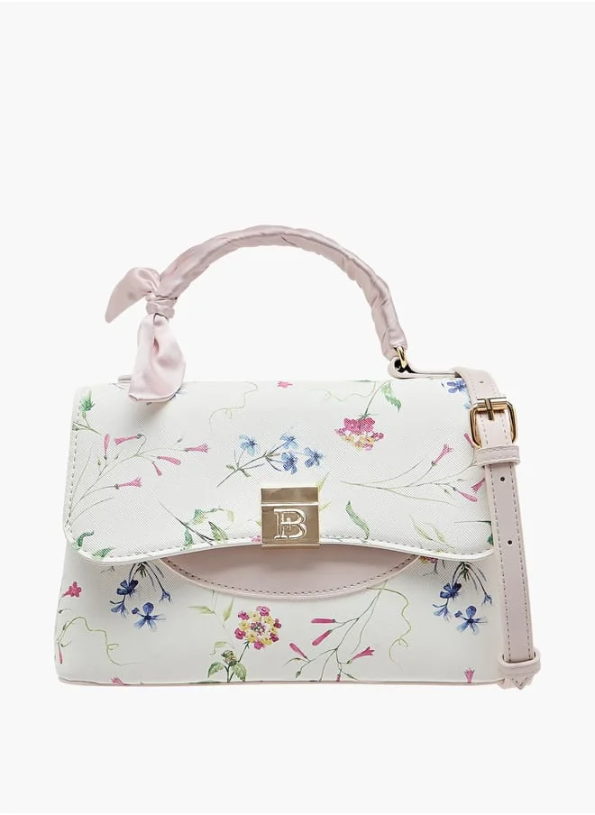 Flora Bella By Shoexpress Womens Floral Printed Satchel With Magnetic Closure