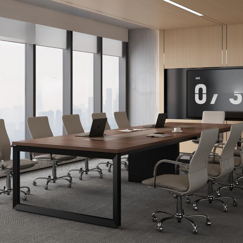 Neo Front Meeting Desk 3.2 Meter DG-M032 – 12–14 Seater Office Conference Table with MDF Wood and Metal Legs - Image 1