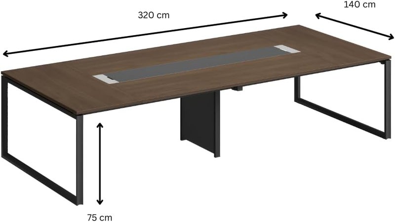Neo Front Meeting Desk 3.2 Meter DG-M032 – 12–14 Seater Office Conference Table with MDF Wood and Metal Legs - Image 2
