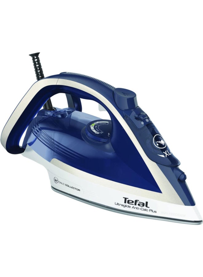 Tefal Ultraglide Anti-Calc Plus Steam Iron 2800 Watts, 270 ml., Airglide Soleplate, 0.27 L 2800 W FV5820G0 blue