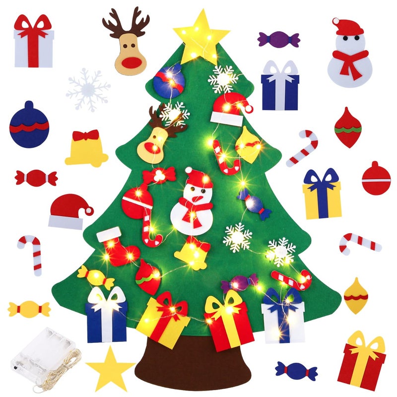 Abakuku 3FT DIY Felt Christmas Tree for Kids with 31pcs Detachable OrnamentsWall Hanging Xmas Christmas Decorations with String Light Batteries Not Included - Image 2