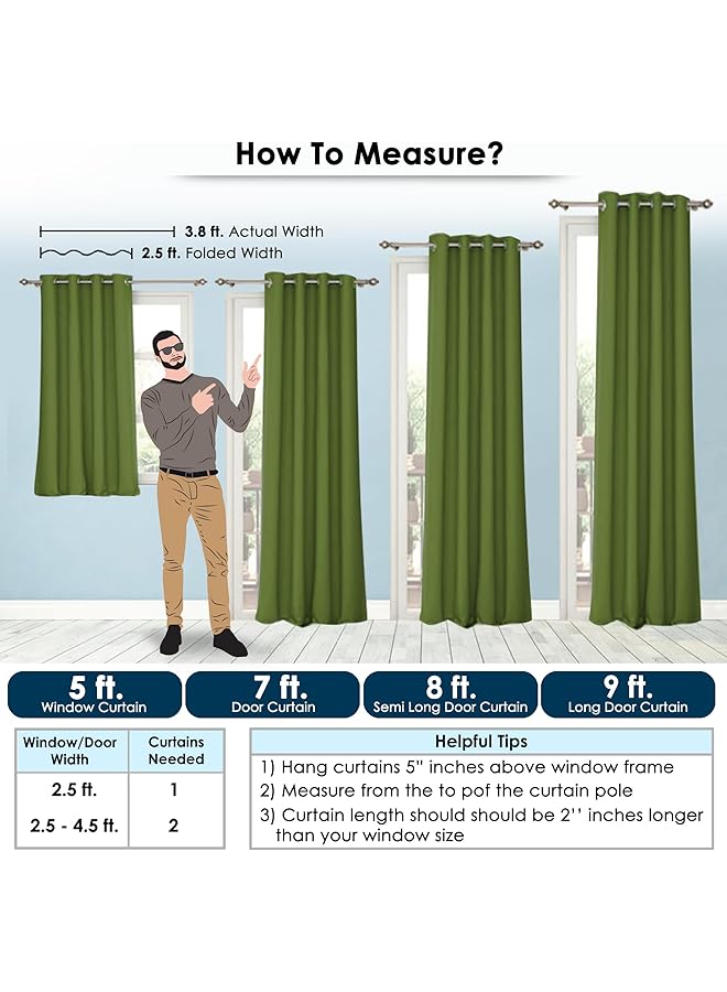 erorex Blackout Curtains 7 Feet Long Set Of 1 Room Darkening Door Curtain Plain Forest Green - Image 2