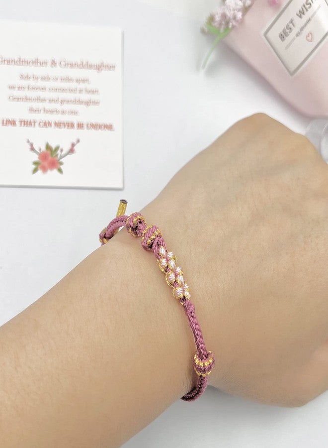 CSIYANJRY99 To My Granddaughter Bracelet from Grandmom Granddaughter Bracelet from Nana "A Link That Can Never Be Undone" Peach Blossom Bracelet Braided Bracelet to Granddaughter Present for Granddaughter (Green) - Image 5