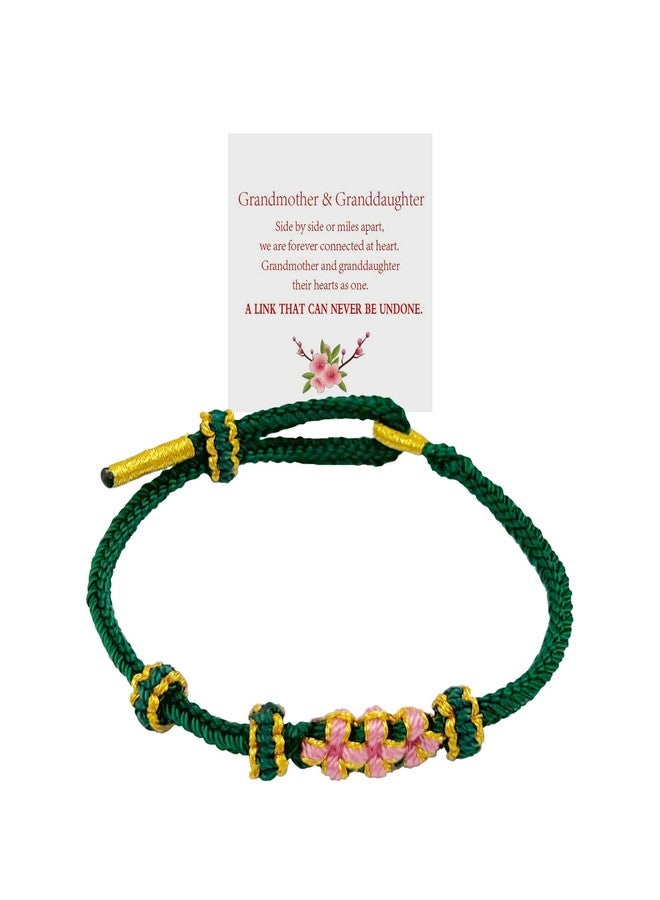 CSIYANJRY99 To My Granddaughter Bracelet from Grandmom Granddaughter Bracelet from Nana "A Link That Can Never Be Undone" Peach Blossom Bracelet Braided Bracelet to Granddaughter Present for Granddaughter (Green) - Image 1