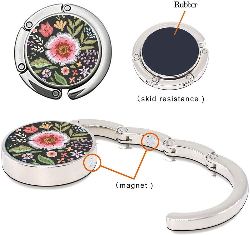 Bosketo Foldable Purse Hook Womens Bag Table Hanger Collection Desk Hooks for Purse (3 Pack Amazing Flower Hook) - Image 3