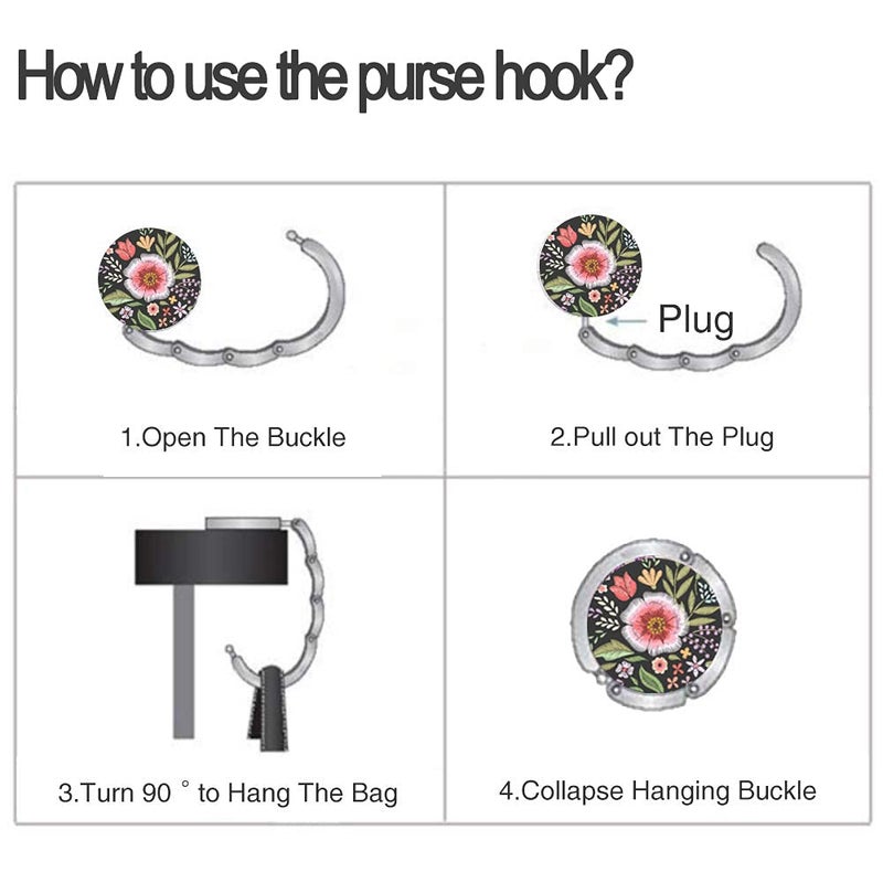 Bosketo Foldable Purse Hook Womens Bag Table Hanger Collection Desk Hooks for Purse (3 Pack Amazing Flower Hook) - Image 4