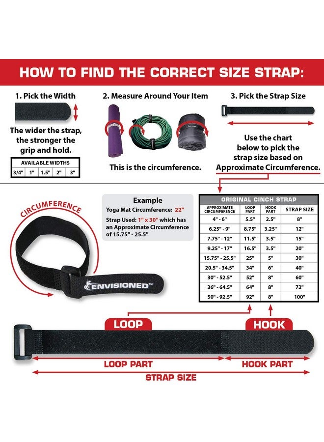 ENVISIONED Reusable Cinch Straps 2" x 40" - 6 Pack, Multipurpose Strong Gripping, Quality Hook and Loop Securing Straps (Black) - Image 3