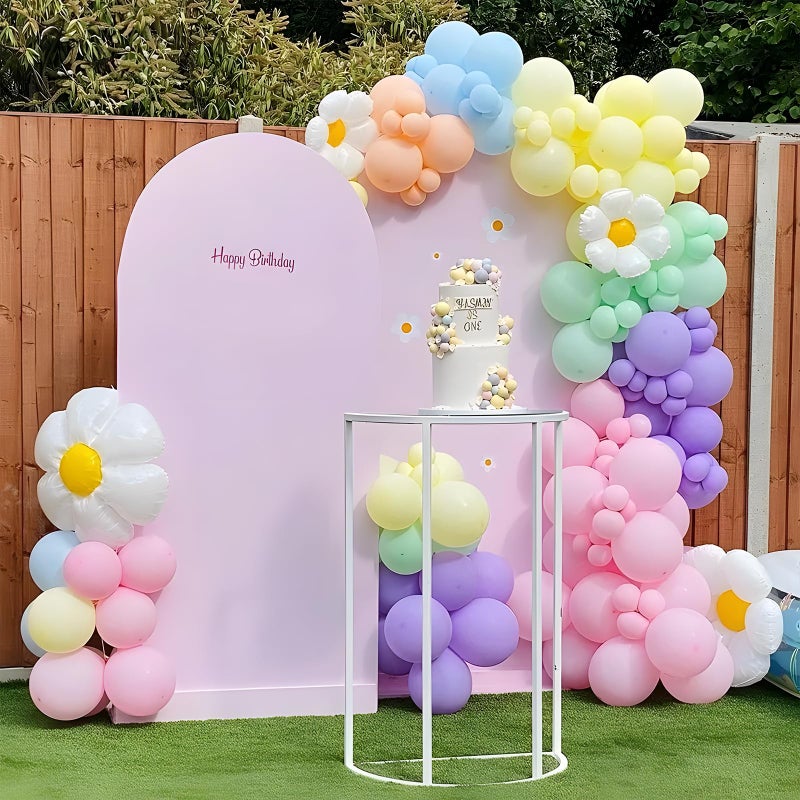 Netnology Daisy Balloon Arch Garland Kit - 136Pcs Pastel Rainbow Balloon Arch Kit - Birthday Balloons, White Groovy Flower Macaron Pink Yellow Blue Purple Balloons for First Birthday Wedding Party Decorations - Image 4