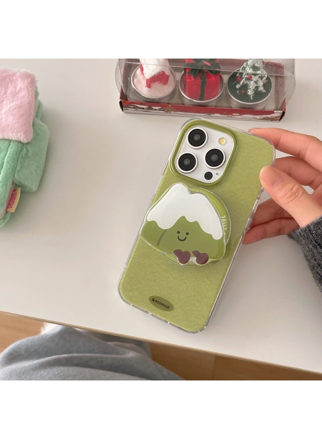 Matcha Green Snow Mountain Magnetic Stand Mobile Phone Case Suitable For Iphone 15Pro Double Layer For Iphone 16Promax Hard 14-Color:Double Layer Matcha Green Single Shell-Applicable Models:For Iphone13pro