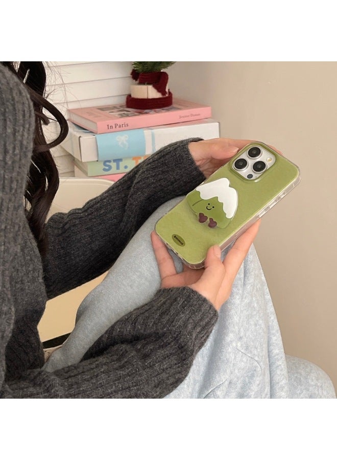 Matcha Green Snow Mountain Magnetic Stand Mobile Phone Case Suitable For Iphone 15Pro Double Layer For Iphone 16Promax Hard 14-Color:Double Layer Matcha Green Single Shell-Applicable Models:For Iphone13pro