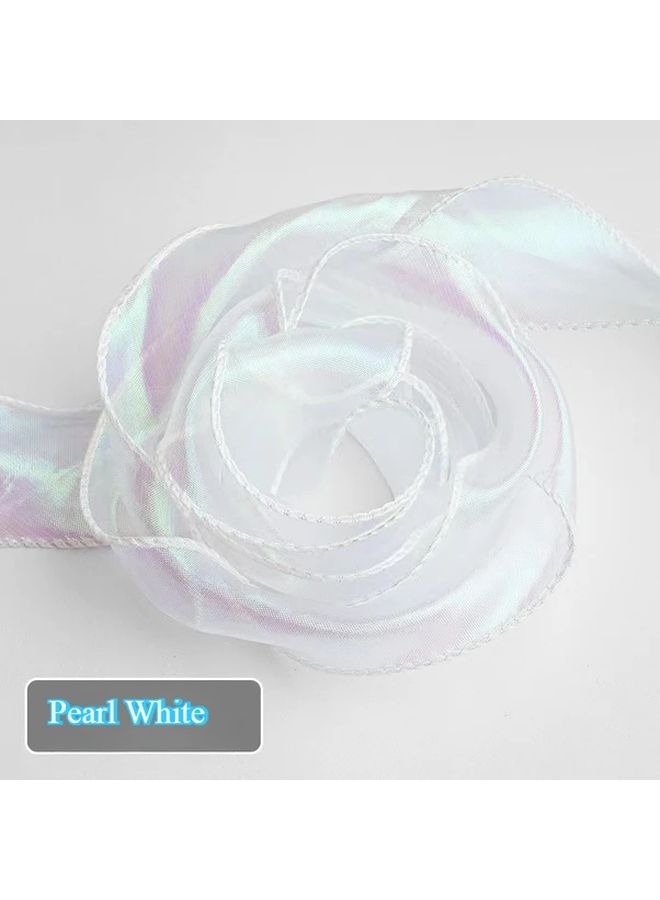 Sheer Chiffon Ribbon Aurora White for Gift Wrapping Wedding Decor DIY Crafts - Image 2