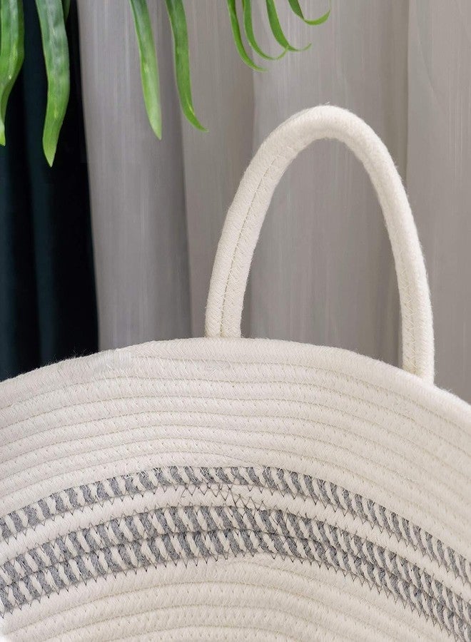 Gleckn® Woven Rope Laundry Hamper Basket, Baby Nursery Hamper For Blanket Storage, Clothes Hamper For Laundry In Bedroom,Hall ( Small (41L) (14"X14"X16"),(Stripe White)) - Image 3