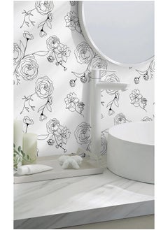 Rylan 45 * 1200 Peel and Stick Wallpaper Gold and White Contact Paper Floral Wallpaper Self Adhesive Removable Wallpaper for Bedroom Covering Vinyl Rolls(White & Black) - pzsku/ZA6E8E484F615A7D65C2DZ/45/_/1738306710/e60a213e-ac2b-4053-866a-c13ffbf92d17