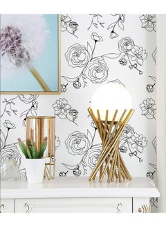 Rylan 45 * 1200 Peel and Stick Wallpaper Gold and White Contact Paper Floral Wallpaper Self Adhesive Removable Wallpaper for Bedroom Covering Vinyl Rolls(White & Black) - pzsku/ZA6E8E484F615A7D65C2DZ/45/_/1738307030/8cb8fdc6-bead-46c1-88a2-24e3fe4b947f