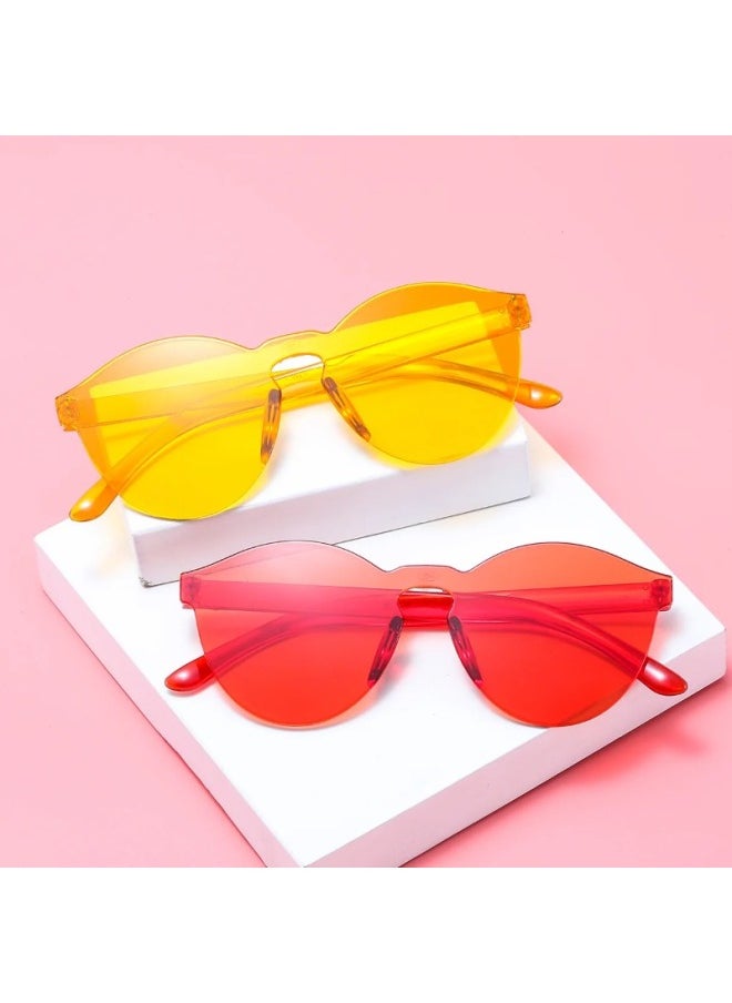 Generic - Fashion Rimless Transparent Sunglasses UV400 Oval Frameless Sun Glasses Vintage Red Pink Blue Yellow Orange Eyewear Gafas De Sol-Lenses Color:GRAY - Image 1