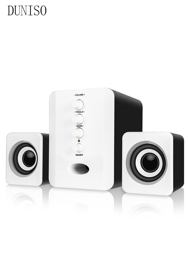 3-Pieces Set Of USB Computer Speakers with Bass Boost，For Laptop/Desktop Computer