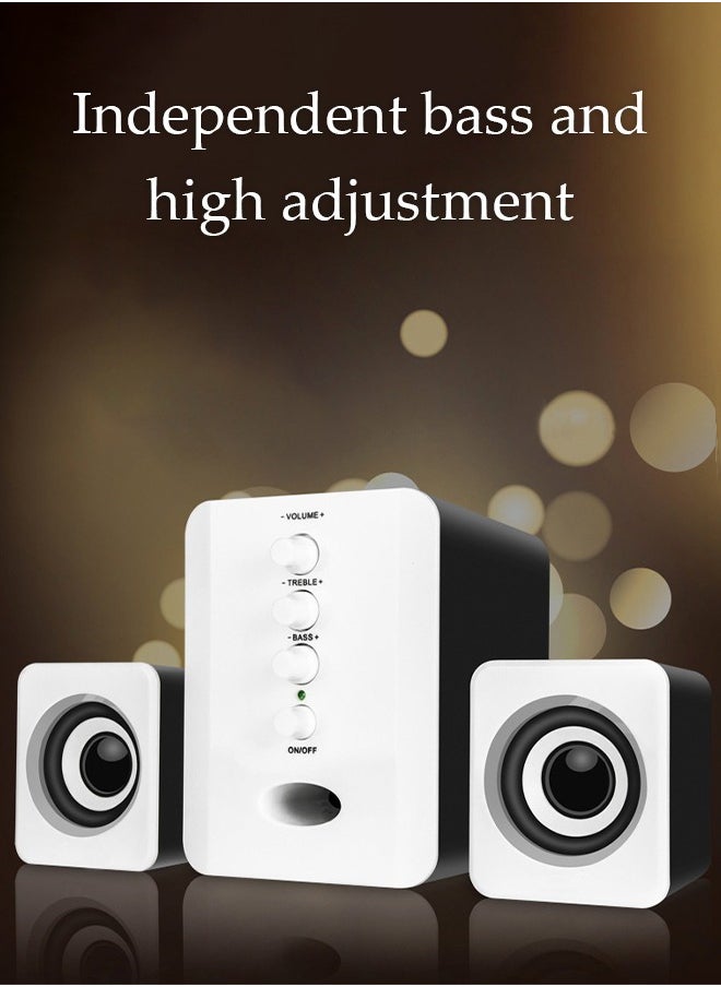 3-Pieces Set Of USB Computer Speakers with Bass Boost，For Laptop/Desktop Computer