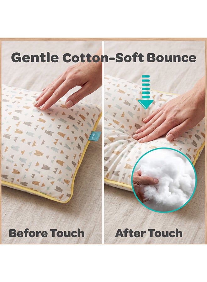 مون Butter Cotton Toddler Pillow - Bamboo Fibre Kids Pillow with Removable Cotton Pillowcase -Bear - Image 4