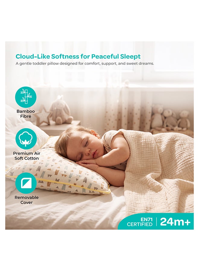 مون Butter Cotton Toddler Pillow - Bamboo Fibre Kids Pillow with Removable Cotton Pillowcase -Bear - Image 2