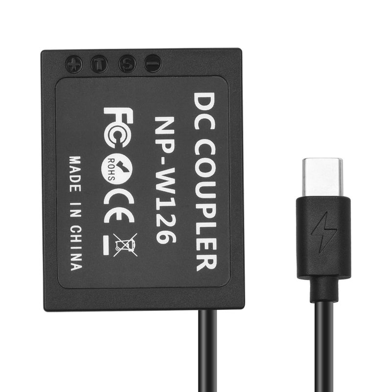 NP-W126 Dummy Battery USB-C Coupler Adapter Dummy Battery Coupler with USB Type-C Spring Power Cable Replacement for Fujifilm X100F X100V X-S10 X-Pro3 X-E3 X-A2 X-A5 X-A7 X-T1 X-T2 X-T3 X-T4 - Image 3