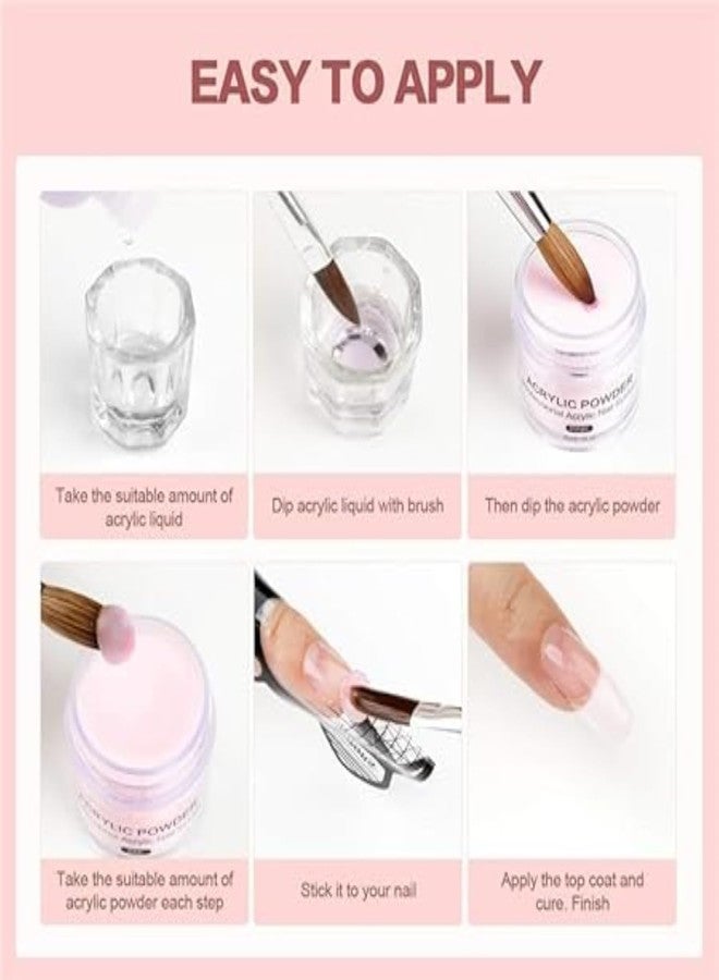 Brille Bee Professional Acrylic Nail Extension Kit, 150ml Liquid Monomer with Powder, Dappen Dish, Brush for Nail Art (Pink) - Image 2