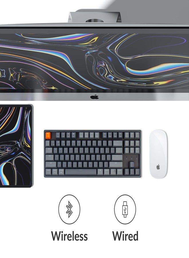 Keychron K8 Tenkeyless Layout RGB Hot-swappable Bluetooth Wireless Mechanical Keyboard with Gateron Optical Blue Switch, Multitasking, Type-C Wired Computer Keyboard for Mac Windows, Aluminum Frame - Image 4