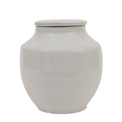 Creative Co-op Small Round White Terracotta Cachepot - Image 1
