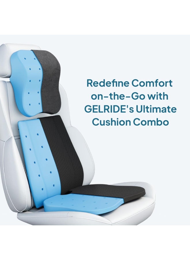 Cool Gel Memory Foam Car Backrest Seat Cushion and Headrest Combo for Back Neck and Seat Support Comfortable Driving - Image 2