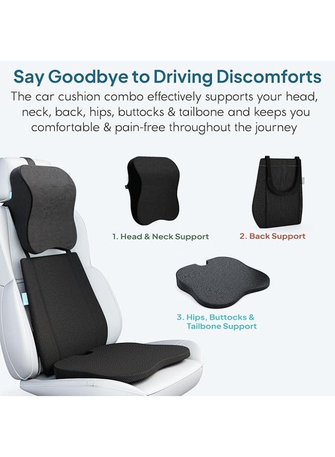 Cool Gel Memory Foam Car Backrest Seat Cushion and Headrest Combo for Back Neck and Seat Support Comfortable Driving - Image 4