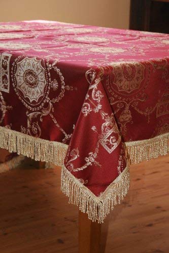 فايولت لينين البنفسجي بياضية بريتيج دامشقي تصميم tablecloth burgundy 60 "" من 102 "" مستطيل/مستطيل - Image 3