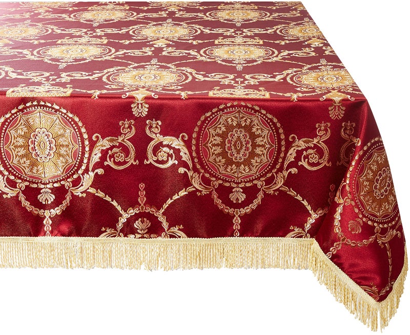 فايولت لينين البنفسجي بياضية بريتيج دامشقي تصميم tablecloth burgundy 60 "" من 102 "" مستطيل/مستطيل - Image 1