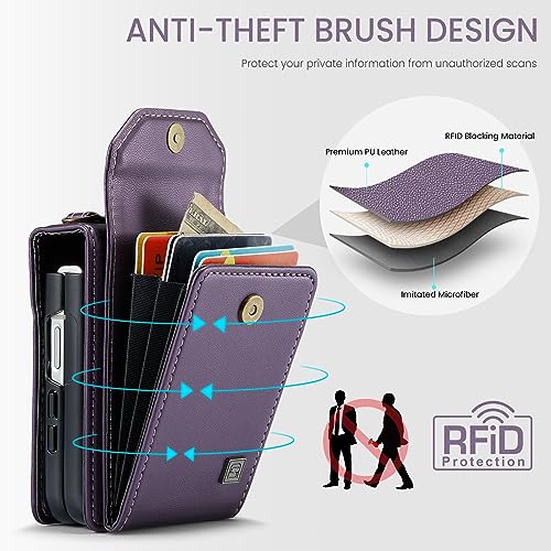 ASAPDOS Crossbody Case Compatible with Samsung Galaxy Z Flip 5 2023,Retro PU Leather Strap Wristlet Flip Case with Magnetic Closure and Card Holder for Men Women Purple - Image 5