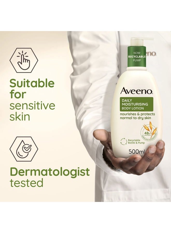 Aveeno Daily Moisturising Body Lotion, With Soothing Oats & Rich Emollients, Suitable For Sensitive Skin, Nourishes and Protects Skin, Fragrance Free, 500ml - Image 4