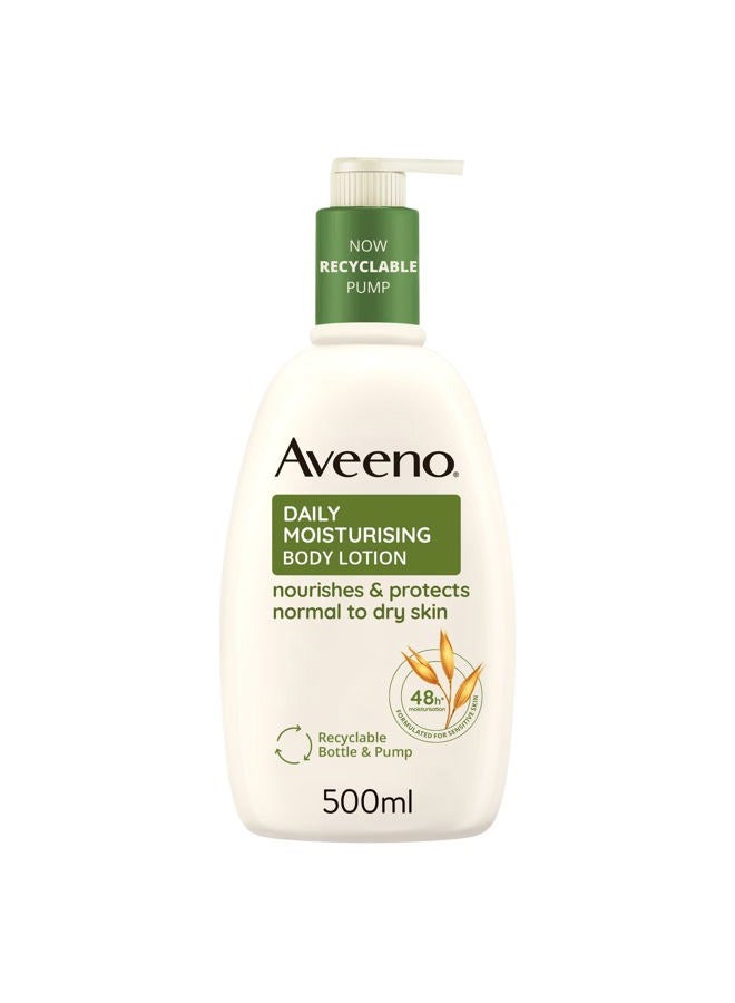 Aveeno Daily Moisturising Body Lotion, With Soothing Oats & Rich Emollients, Suitable For Sensitive Skin, Nourishes and Protects Skin, Fragrance Free, 500ml - Image 1