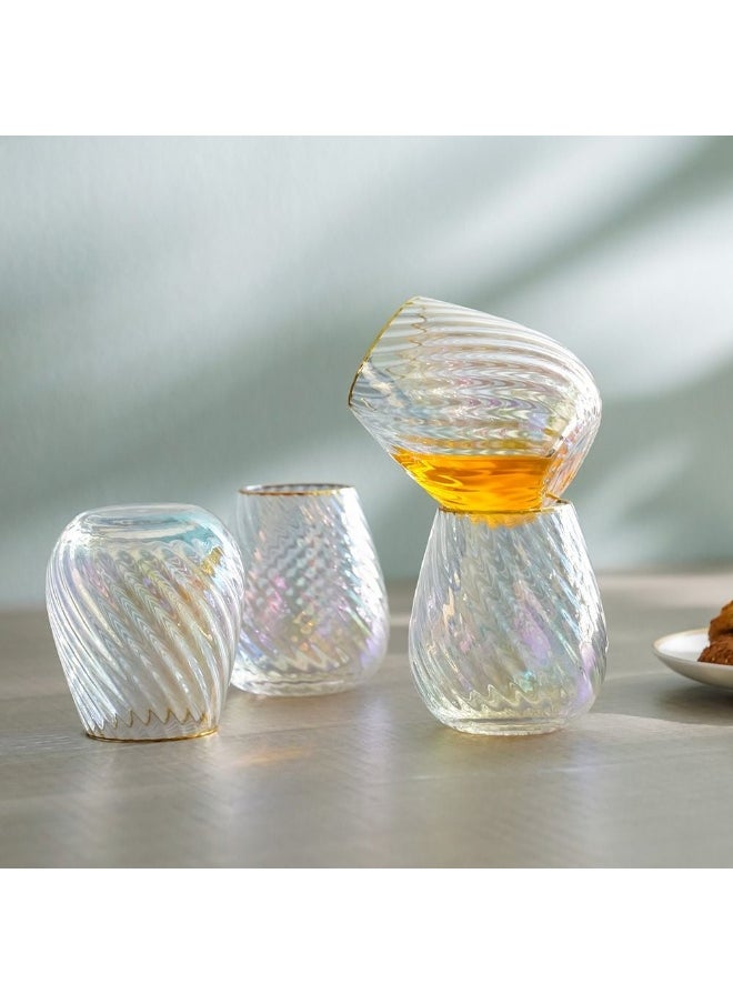 DANUBE HOME Youthfulbite 4-Piece Dof Glass Set 400Ml Elegant And Durable Perfect For Whiskey Cocktails Or Soft Drinks Stylish Design For Bars Parties Or Home Use  - Image 1