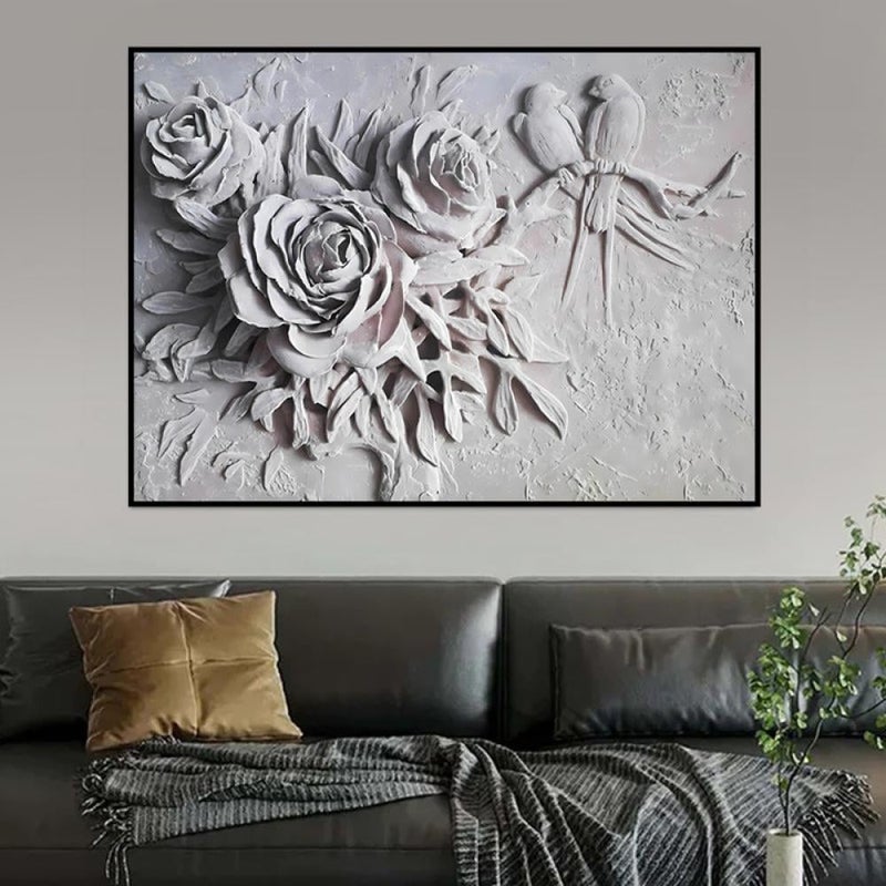 Marktna One piece of printed canvas wall art in the style of a plaster painting with a hollow frame, measuring (90×60). - Image 3