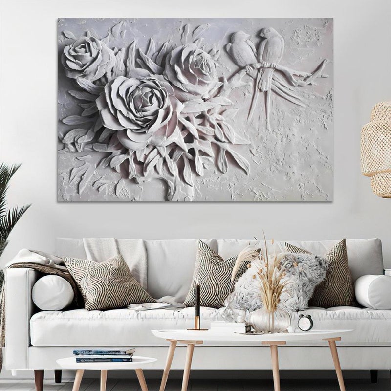 Marktna One piece of printed canvas wall art in the style of a plaster painting with a hollow frame, measuring (90×60). - Image 1