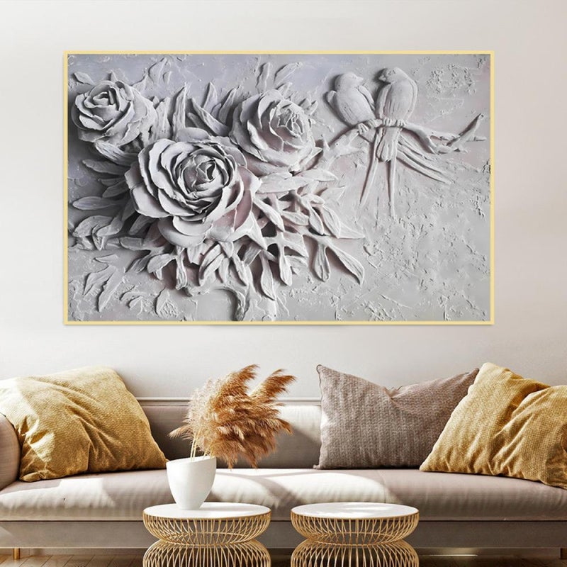 Marktna One piece of printed canvas wall art in the style of a plaster painting with a hollow frame, measuring (90×60). - Image 2