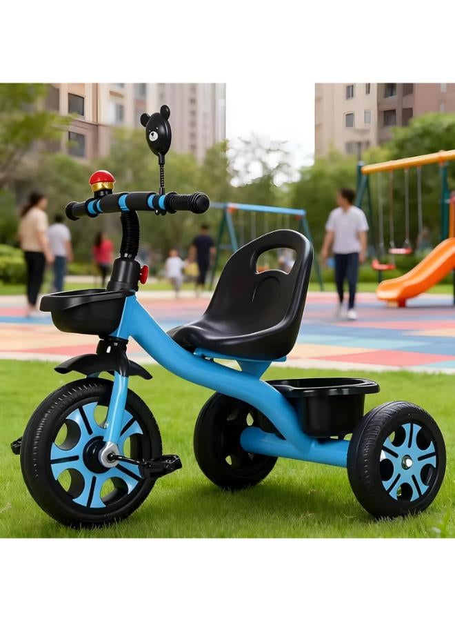 Kids Tricycle with Push Handle & Adjustable Seat – Blue - Image 3