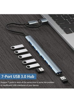 Generic USB 3.0 & Type-C Hub with 7 Ports, Aluminium USB C to USB 3.0 Hub USB Splitter for MacBook, Mac Pro/Mini, iMac, Ps4, PS5, Surface Pro,Flash Drive, Samsung  - Image 2