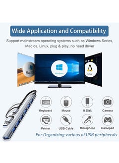 Generic USB 3.0 & Type-C Hub with 7 Ports, Aluminium USB C to USB 3.0 Hub USB Splitter for MacBook, Mac Pro/Mini, iMac, Ps4, PS5, Surface Pro,Flash Drive, Samsung  - Image 5