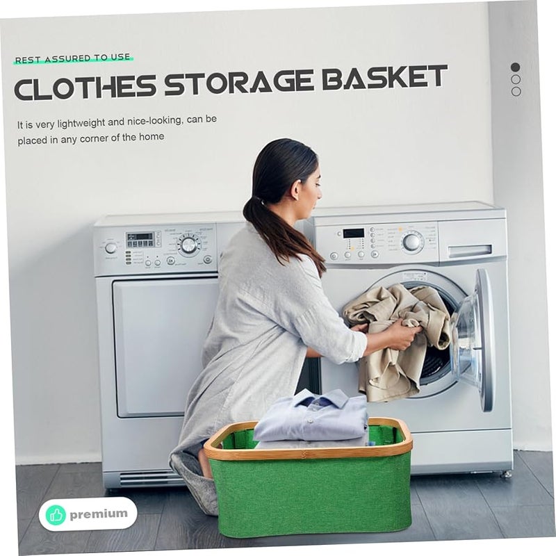 Green Foldable Laundry Basket Organizer For Dirty Clothes Towels Stylish Modern Design - Image 5