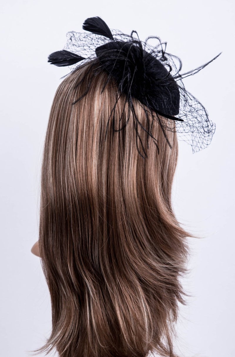 Cizoe Fascinators Hats 20s 50s Hat Pillbox Hat Cocktail Tea Party Headwear with Veil for Girls and Women(1-B1-black) - Image 5