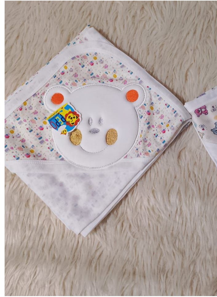 Generic Baby Coverlet, One Layer, 100% Cotton, With Embroidery On The Collar - For Newborns - Boy - Children’S Quilt 