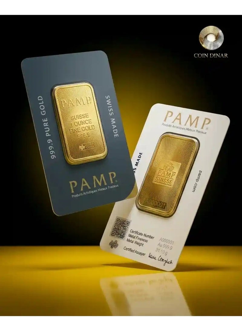 PAMP 1 Ounce Gold Bar 24K 9999 Purity- WITH INVOICE - Image 1